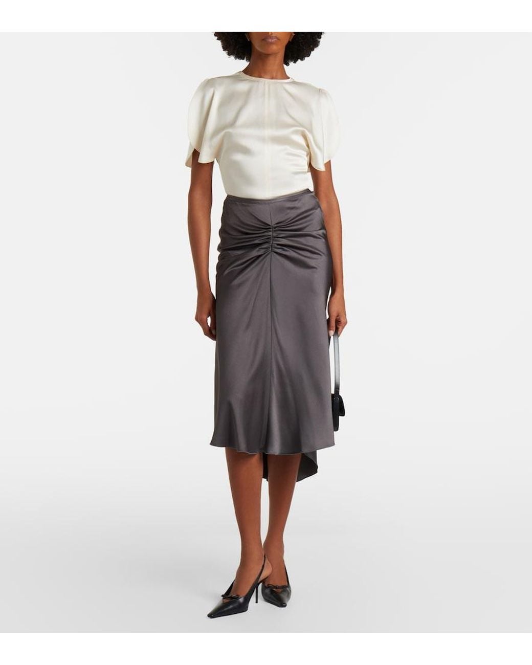Victoria Beckham Gray Bela Midi Skirt