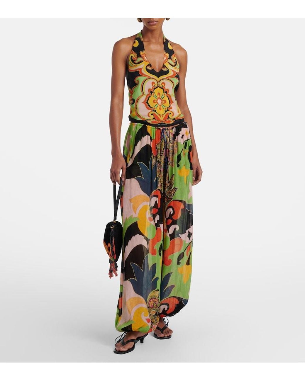 Etro Black Floral Paisley Silk Blouse
