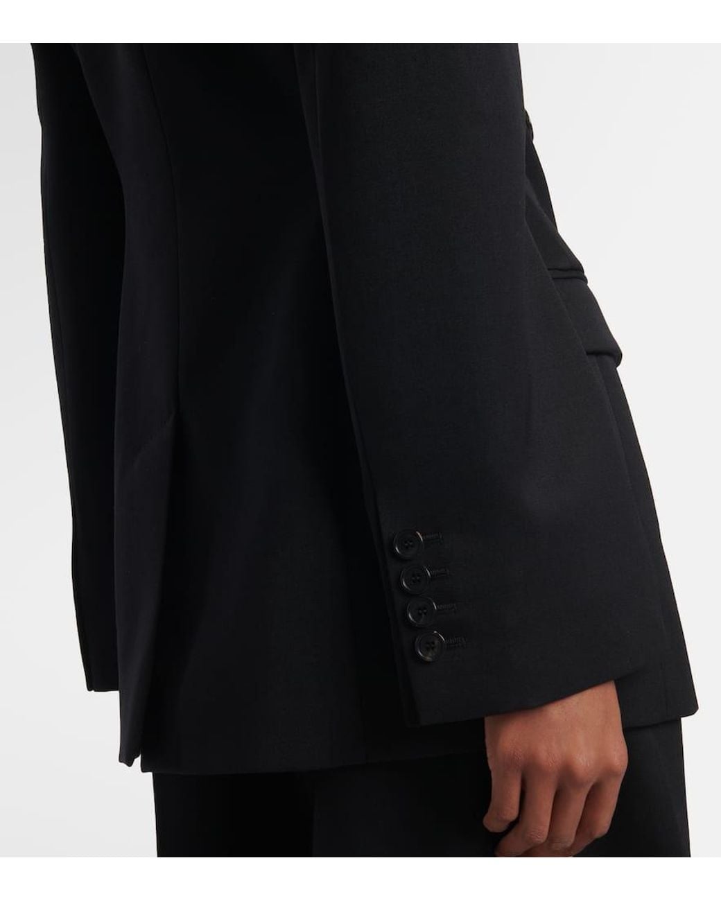Givenchy Black Double-Breasted Satin-Trimmed Wool Blazer