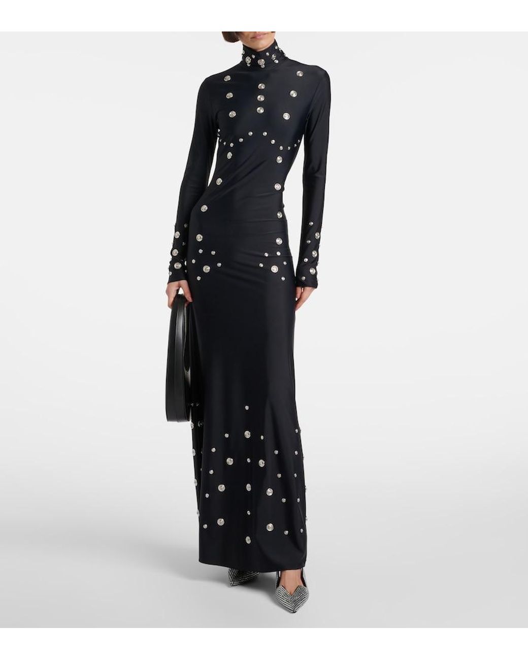 Coperni Black 65 Crystal-Embellished Leather Pumps