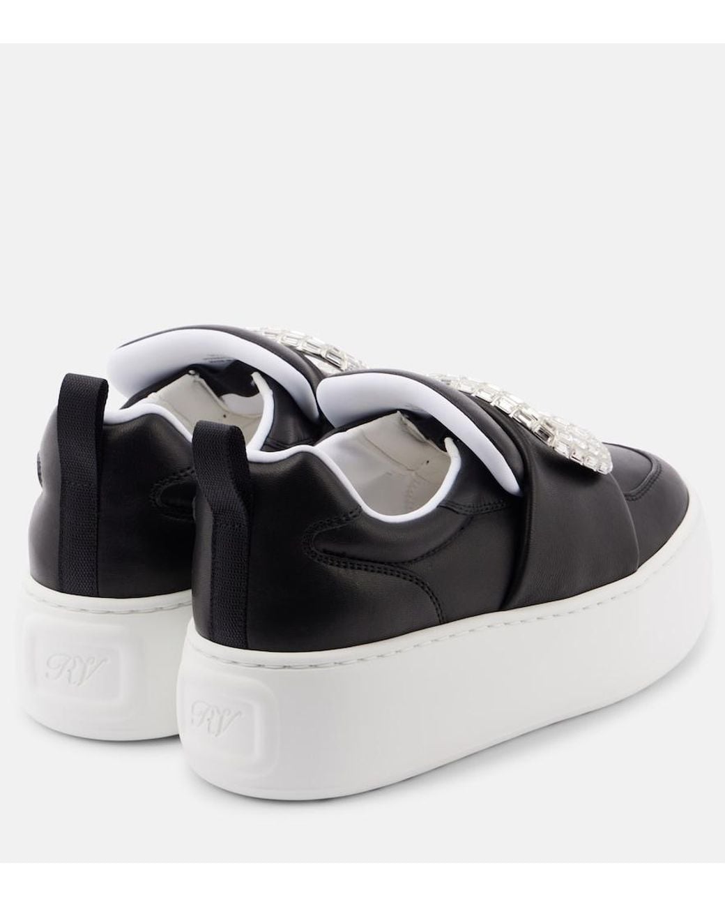 Roger Vivier Black Puffy Choc Leather Platform Sneakers