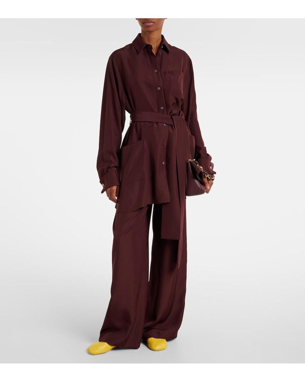 Loewe Red Belted Silk Blouse