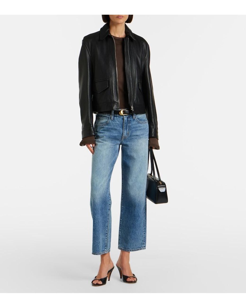 SLVRLAKE Denim Blue Hunter Cropped Straight Jeans