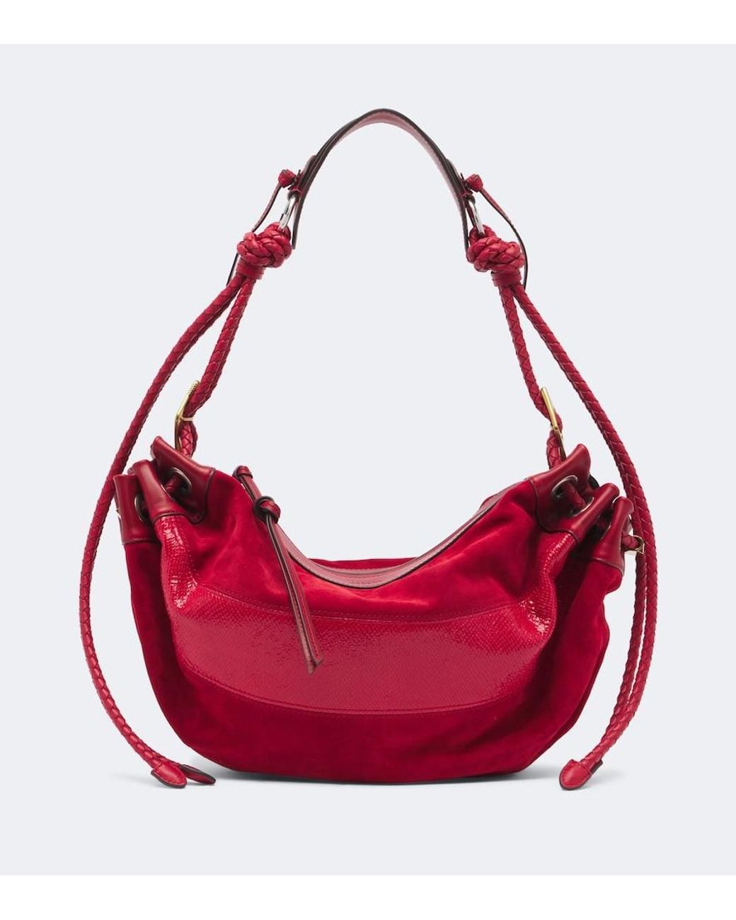 Isabel Marant Red Maia Medium Suede And Leather Shoulder Bag