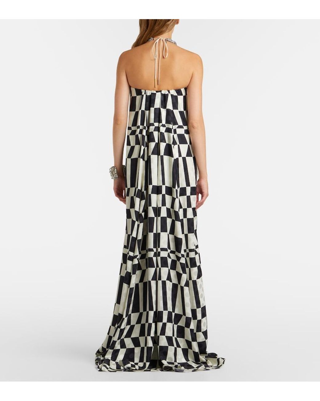 Dries Van Noten White Printed Bustier Gown