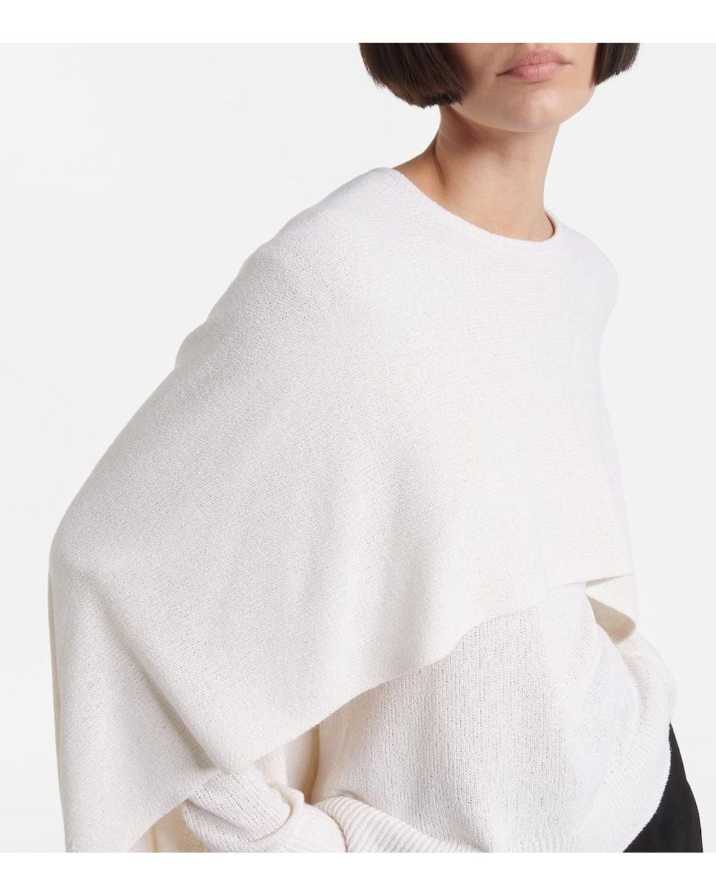 Totême White Knitted Silk Cape