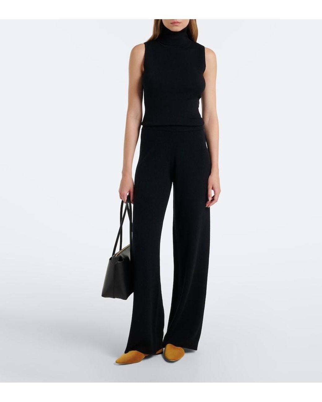 Jardin Des Orangers Black Ribbed-Knit Virgin Wool Turtleneck Top