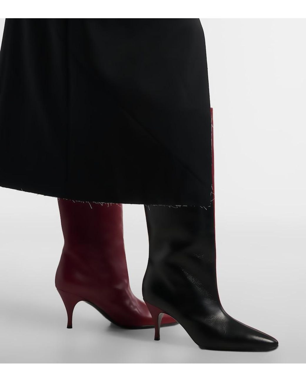 Herbert Levine Red Two Faced Leather Knee-High Boots