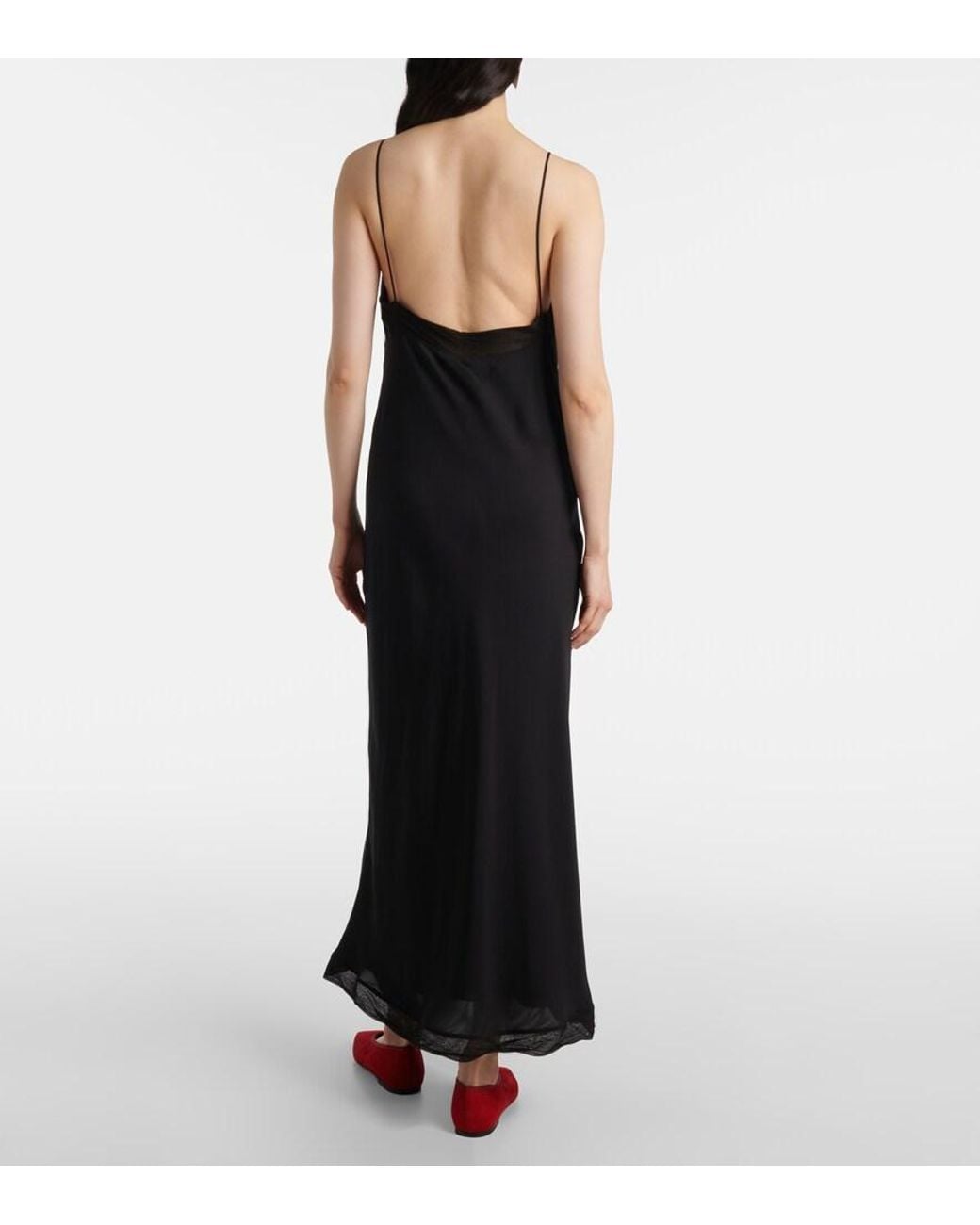 Totême  Black Silk Satin Slip Dress
