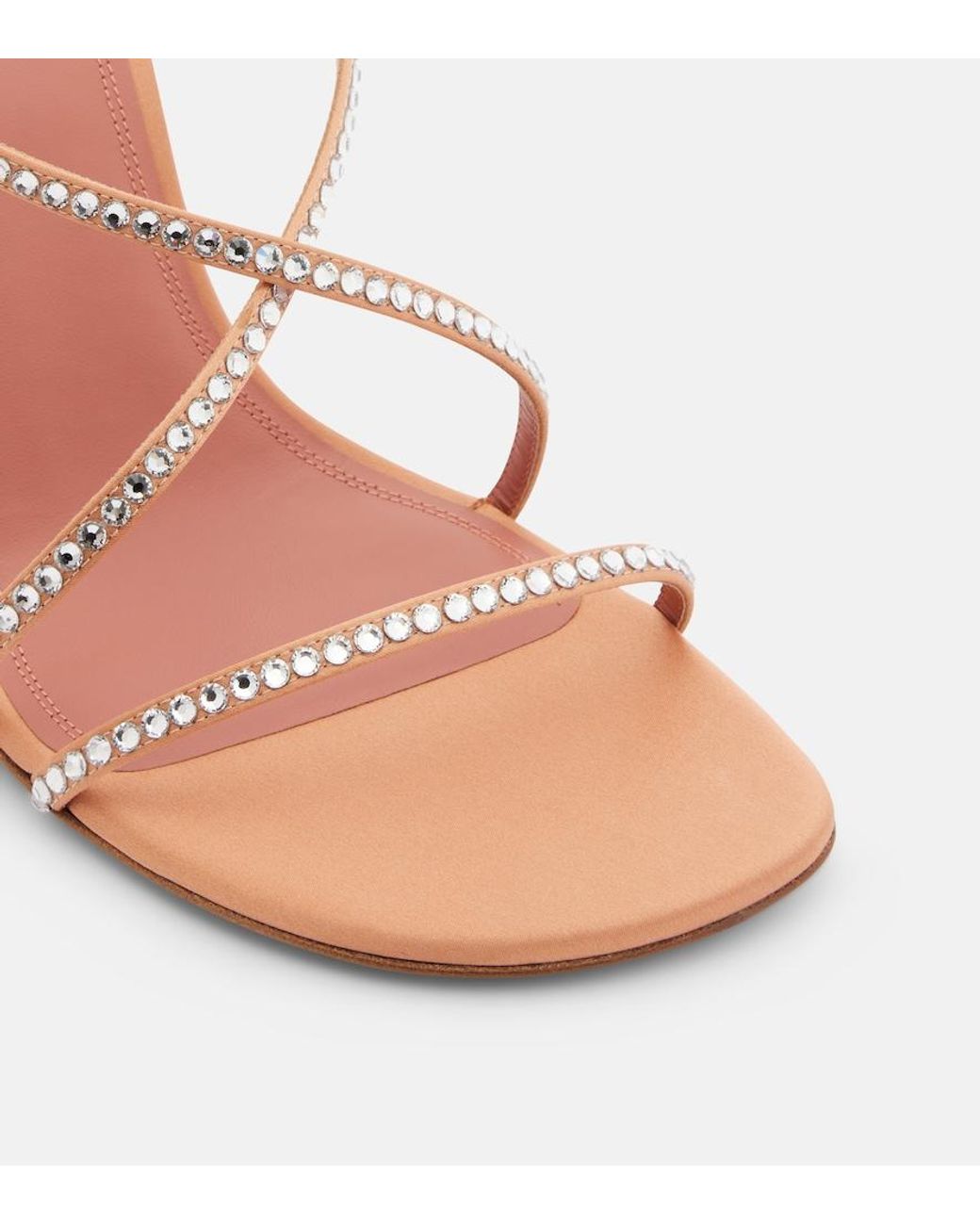 AMINA MUADDI Pink Sally Crystal-Embellished Satin Sandals