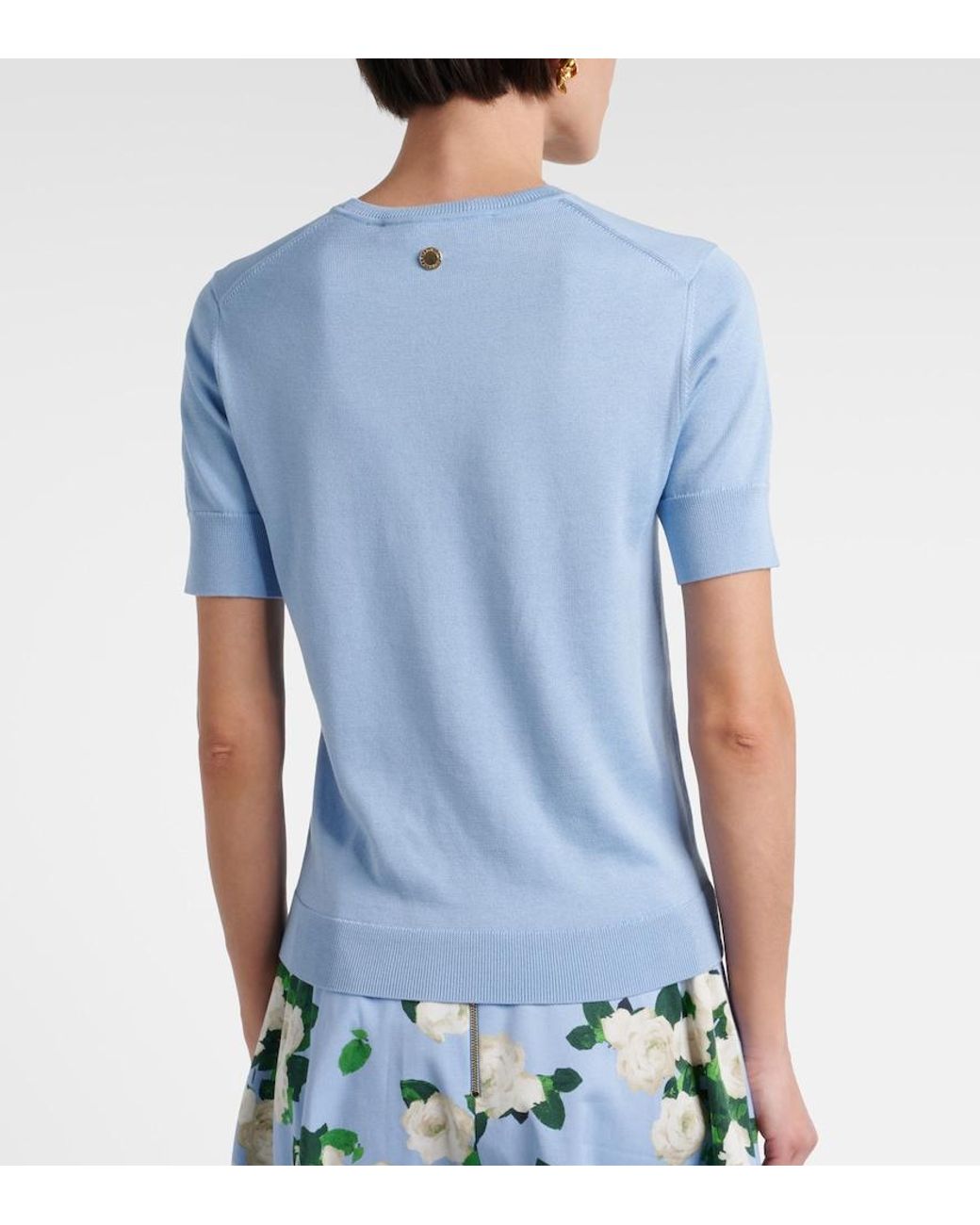 Carolina Herrera Blue Silk And Cotton Sweater