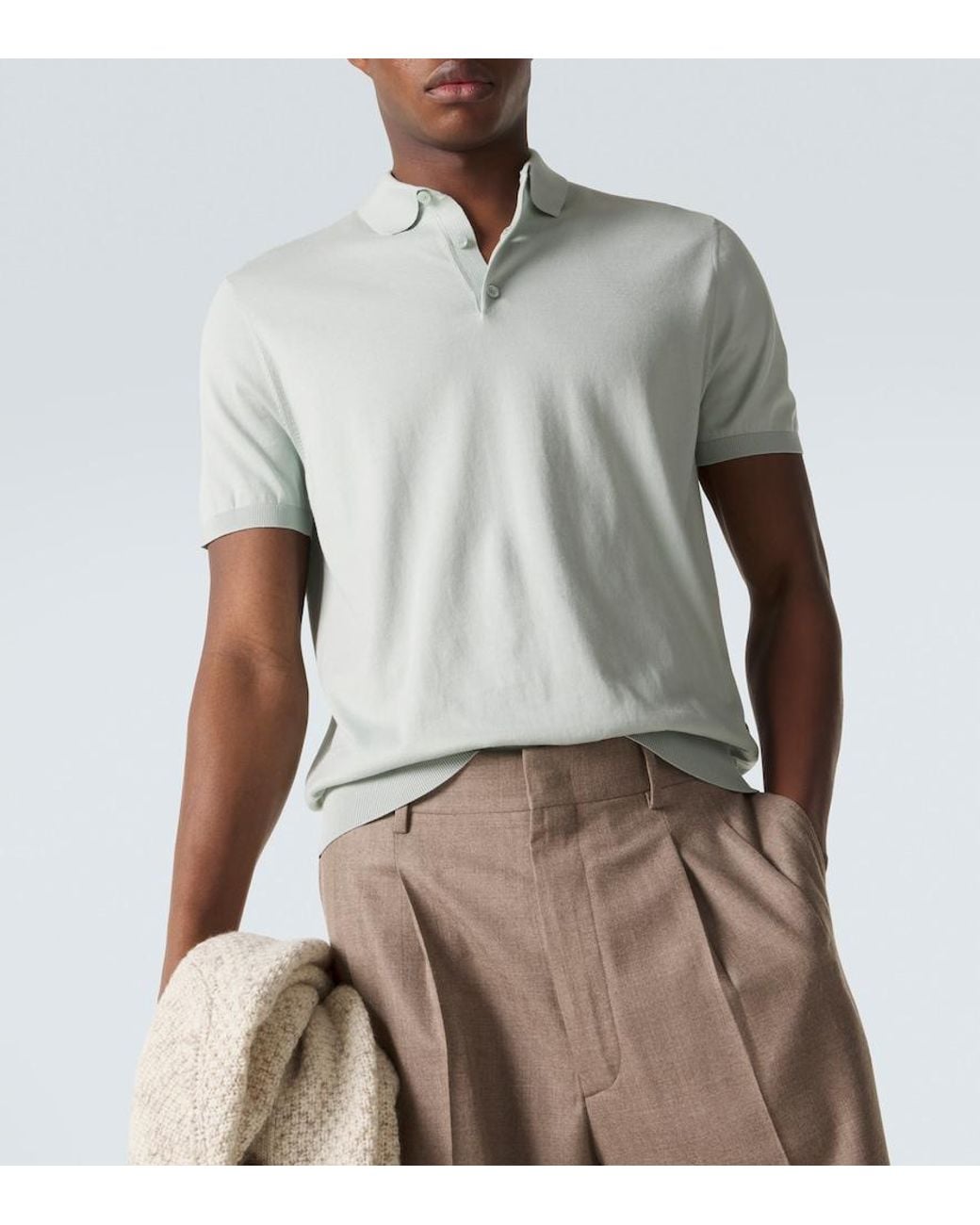 Loro Piana White Cotton Polo Shirt for men