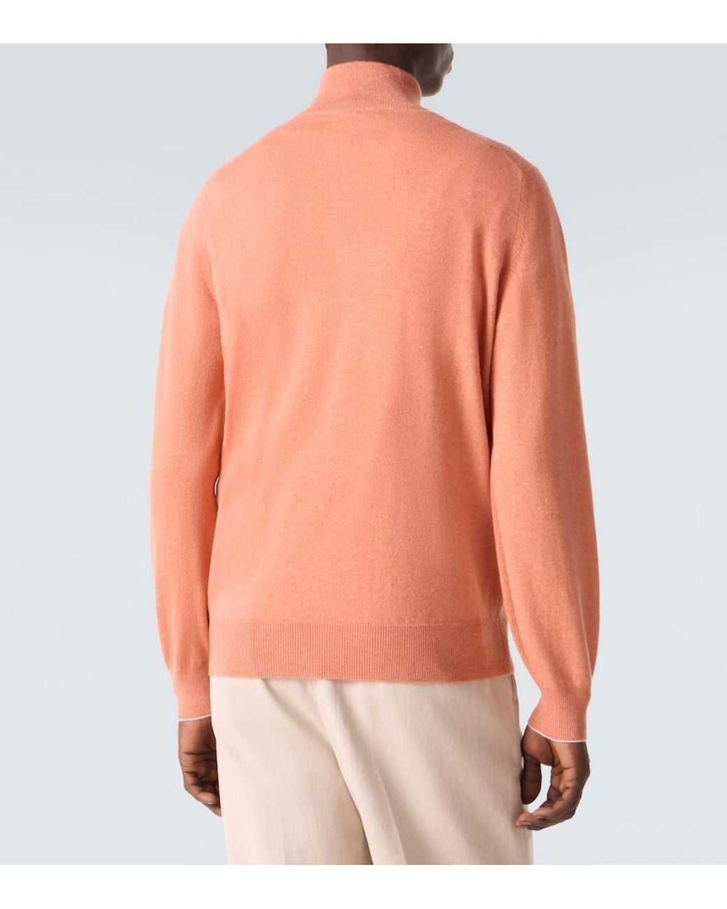 Brunello Cucinelli Orange Cashmere Sweater for men
