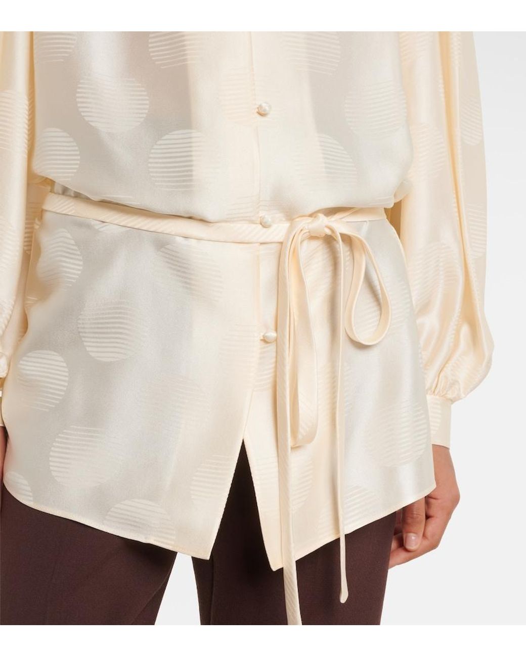 Valentino Garavani Natural Belted Silk Jacquard Shirt