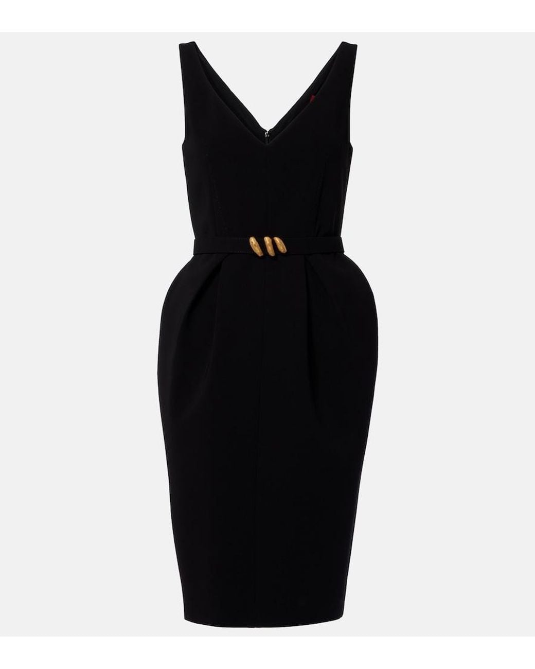 Max Mara Black Belted Cady Midi Dress