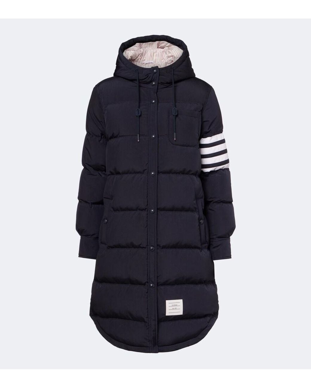 Thom Browne Blue 4-Bar Hooded Down Coat