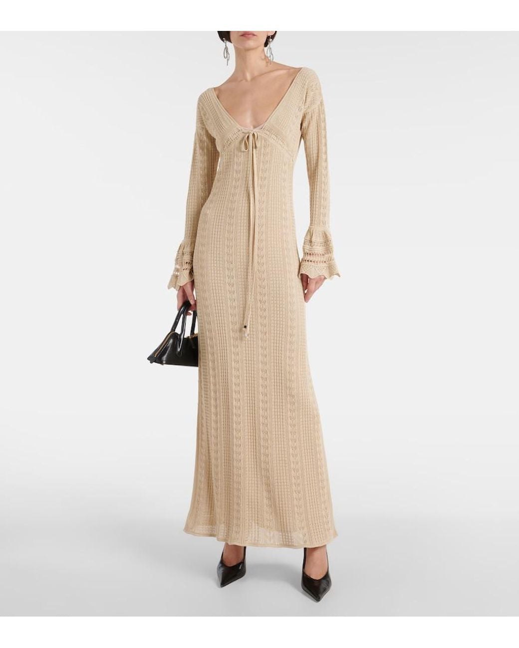 Blumarine Natural Crochet Maxi Dress