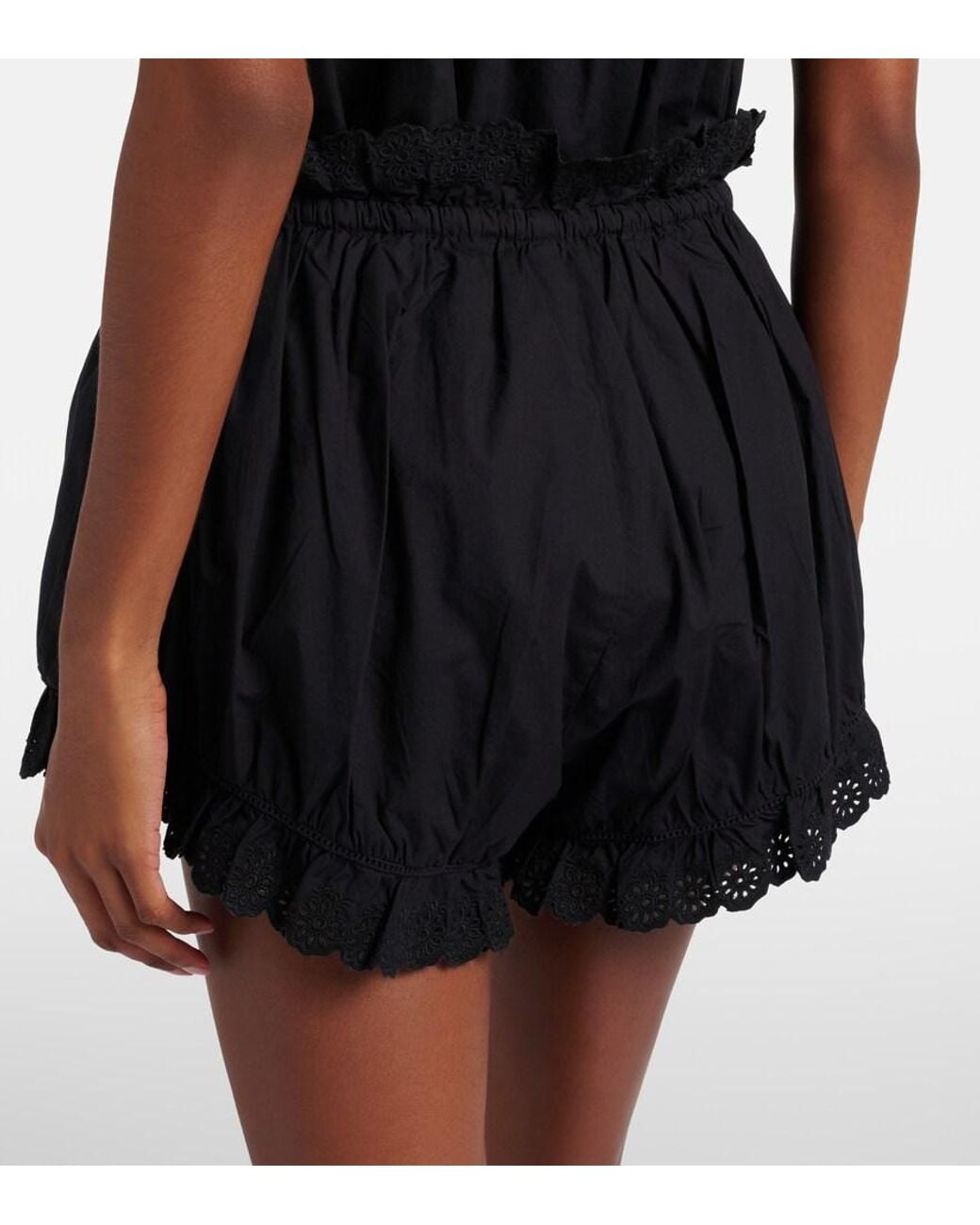 Posse Black Ezra Broderie Anglaise Cotton Shorts