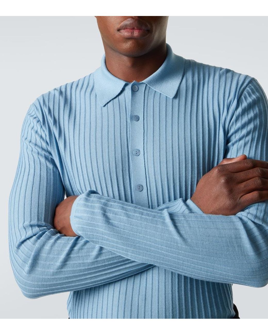 Saint Laurent Polohemd Aus Wolle, Kaschmir Und Seide in Blue für Herren