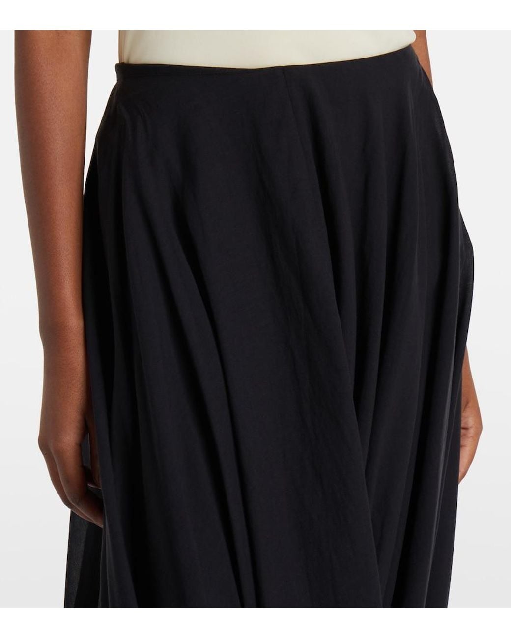Totême Black Draped Midi Skirt