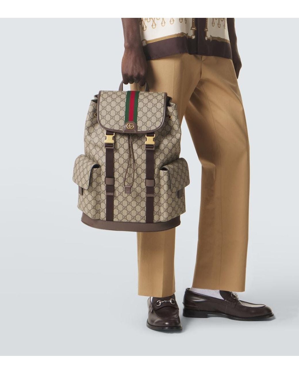 Gucci Brown Ophidia Gg Canvas Large Backpack for men