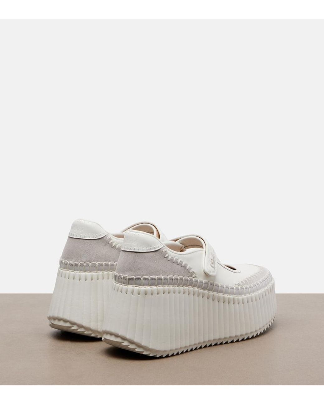 Chloé White Nama Leather Platform Sneakers