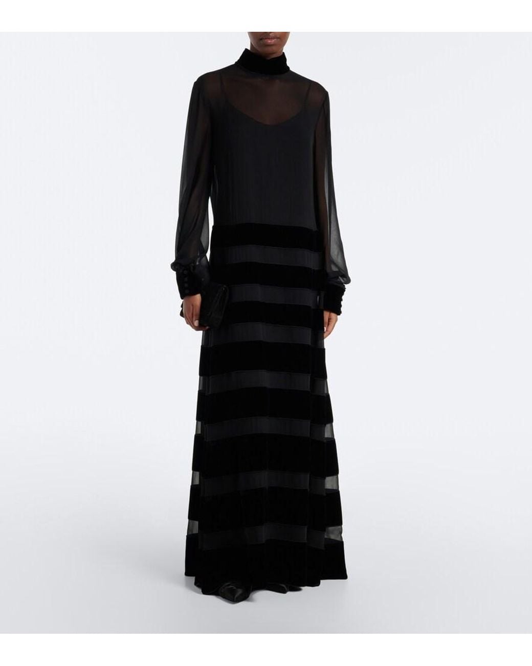 Max Mara Black Elegante Silk Georgette Gown