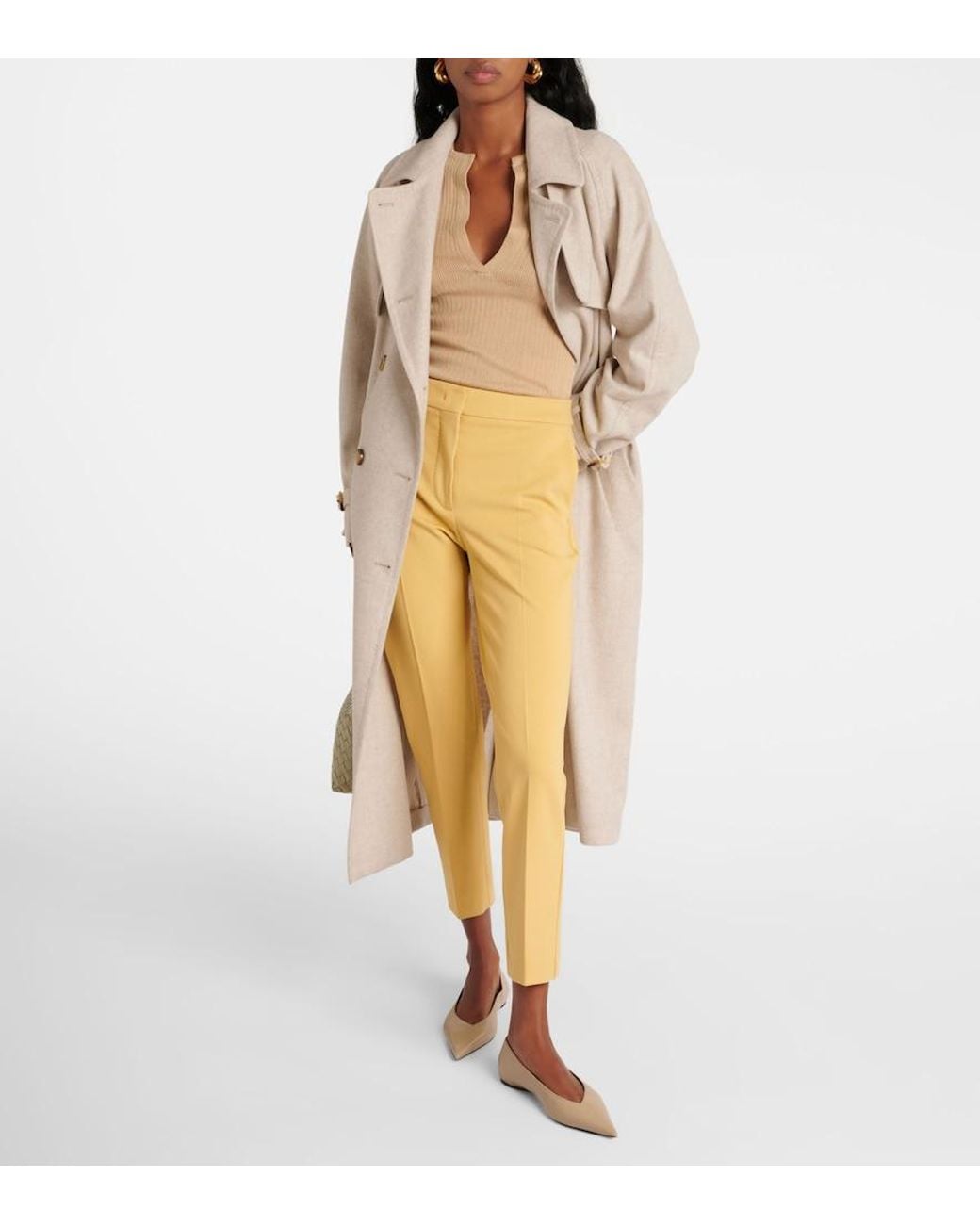 Max Mara Natural Pegno Cropped Jersey Slim Pants