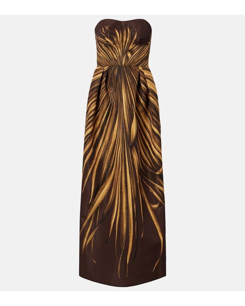 Oscar de la Renta Brown Printed Bustier Gown