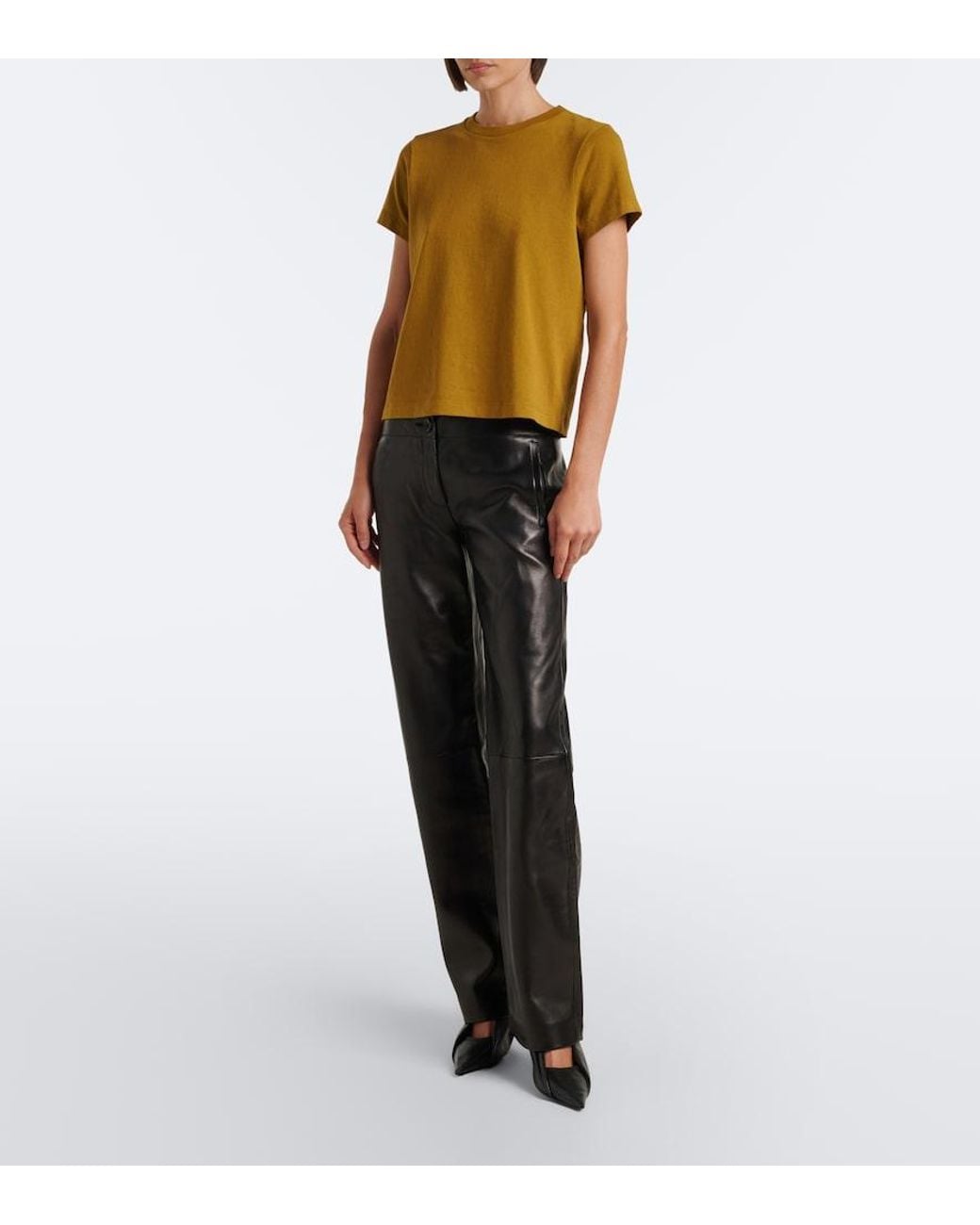 Khaite Yellow Emmylou Knitted Cotton T-Shirt