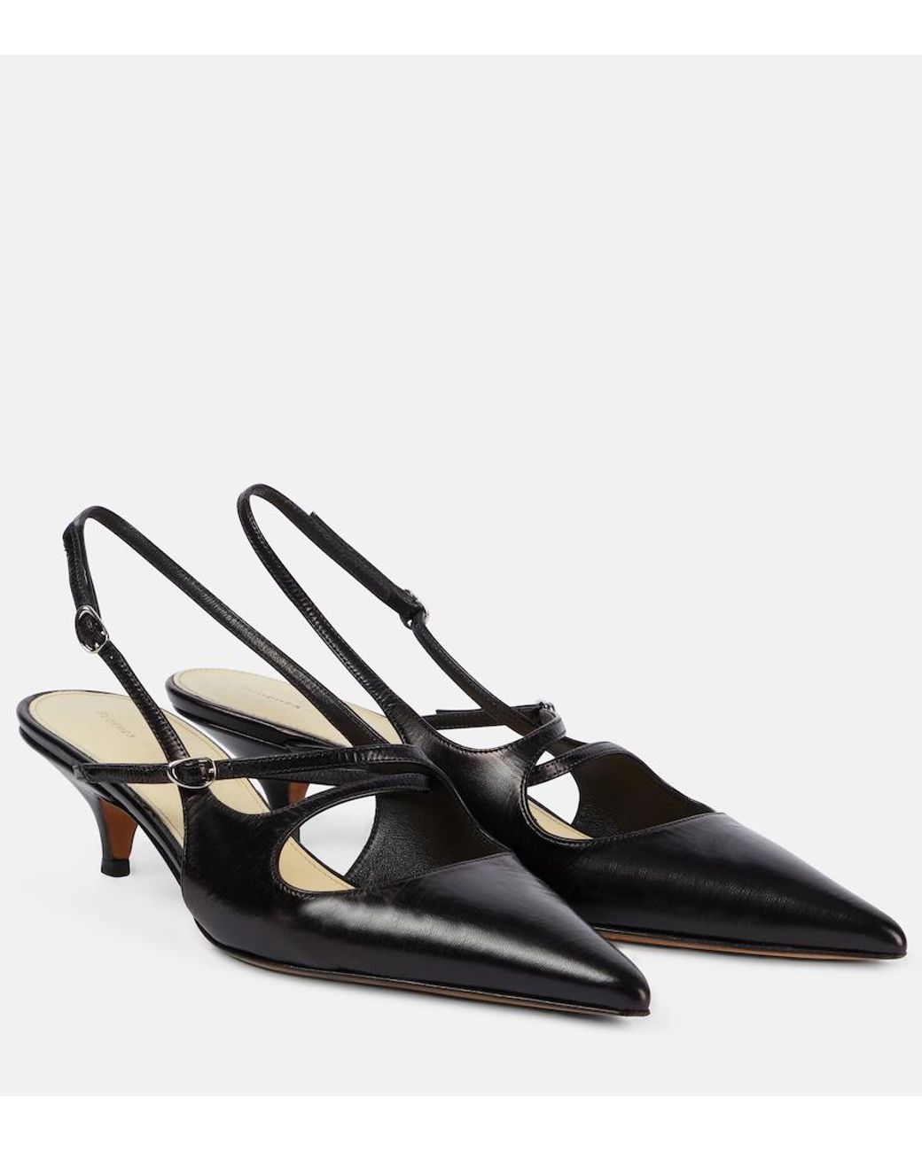 Proenza Schouler Black Slash Leather Slingback Pumps