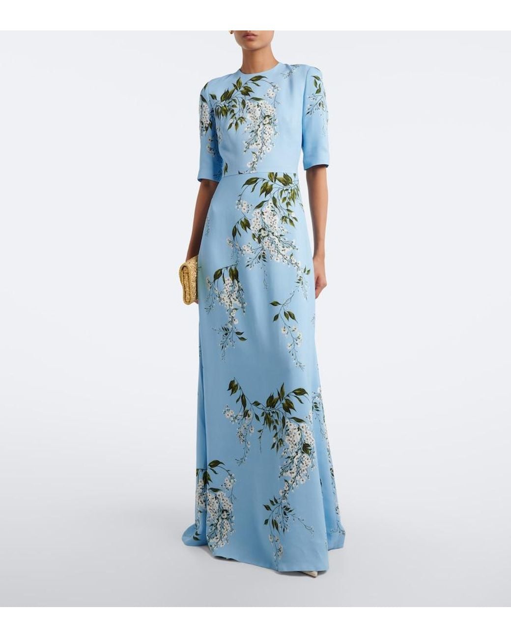 Monique Lhuillier Blue Floral Maxi Dress