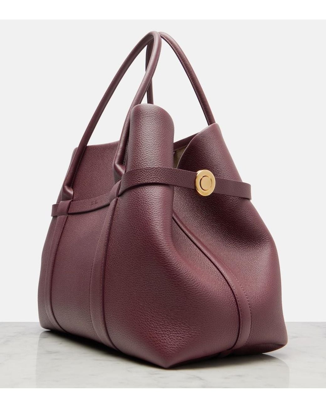 Loro Piana Purple Ghiera Large Leather Tote Bag