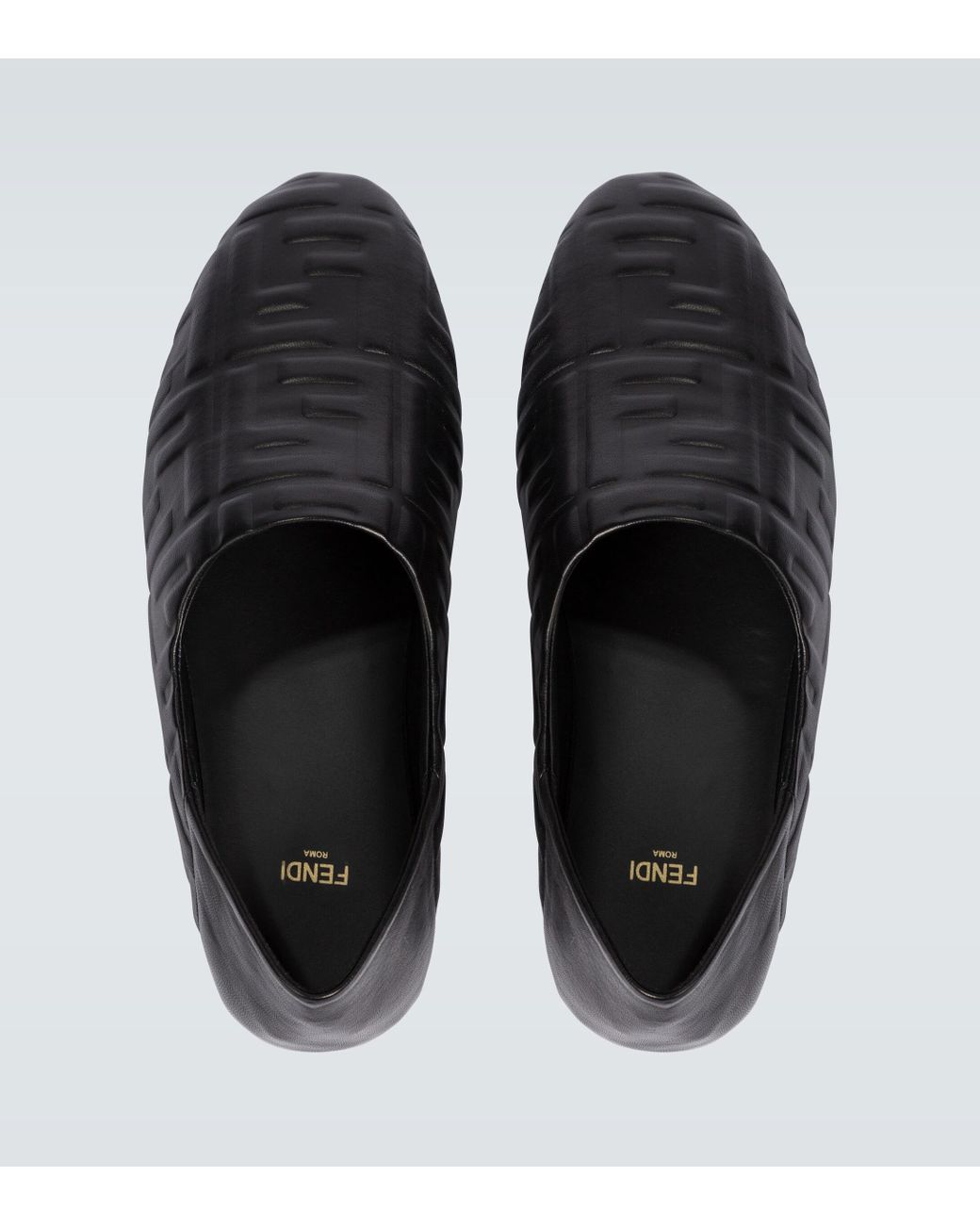 Slippers en cuir FF Fendi pour homme en coloris Noir Homme Chaussures Chaussures à enfiler Slippers 
