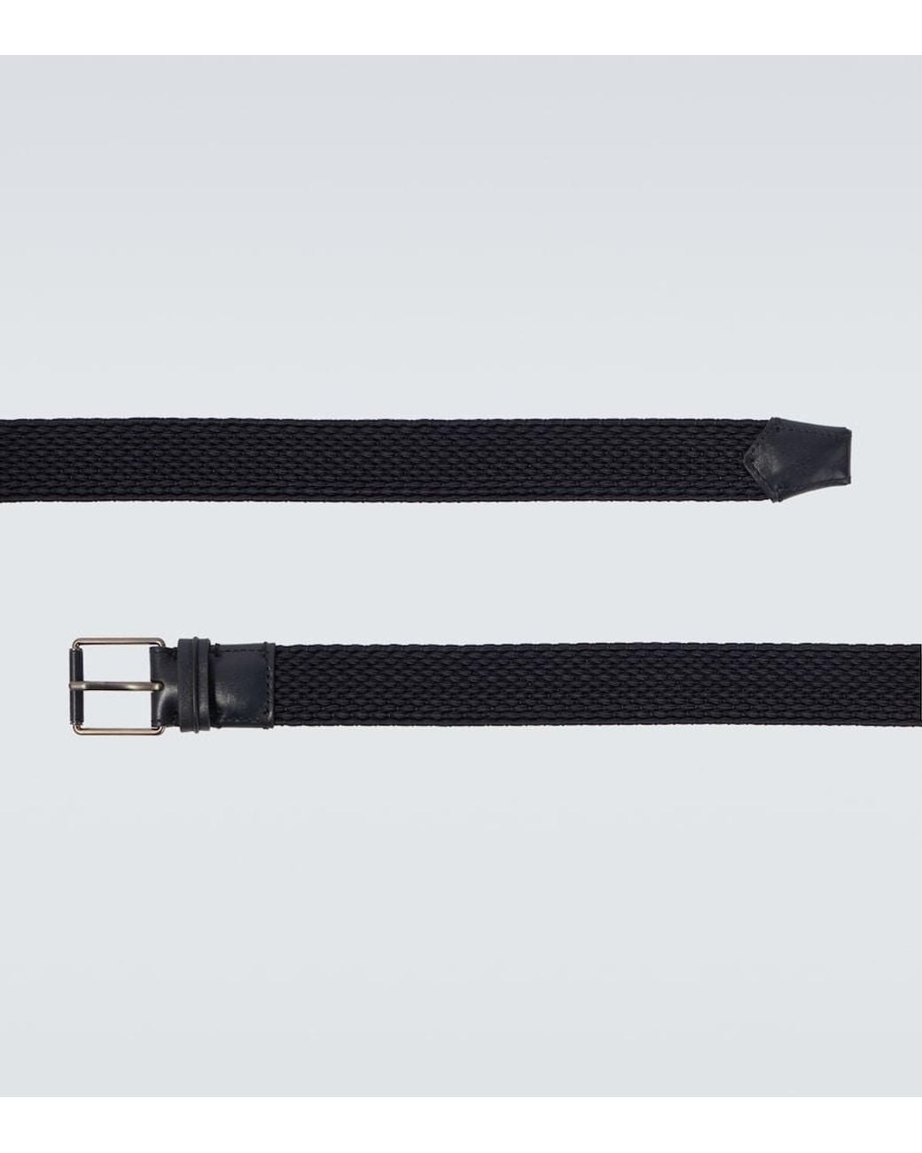 Zegna Black Braided Leather-Trimmed Belt for men