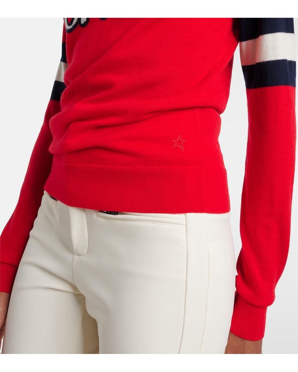 Perfect Moment Red Bright Neve Ski Intarsia Merino Wool Sweater