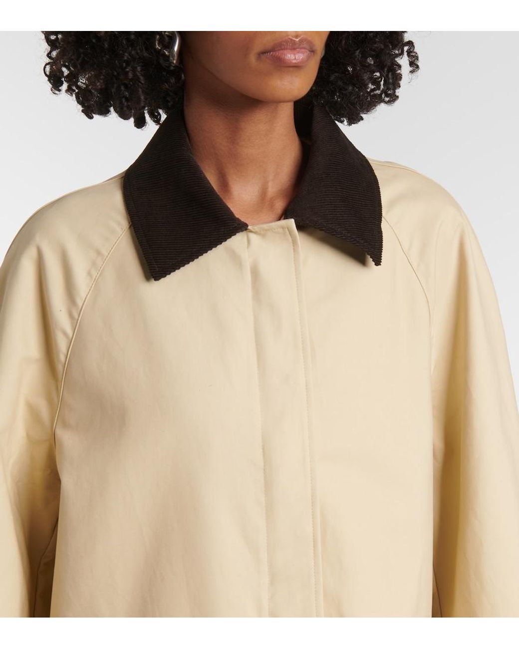 Totême Natural Corduroy-Trimmed Cotton Gabardine Coat