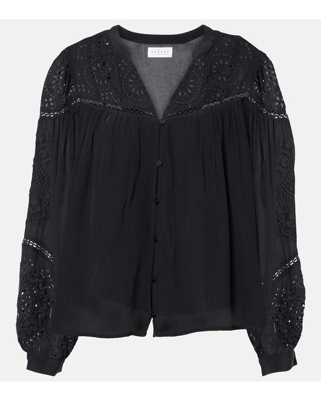 Velvet Black Libby Open-Knit Blouse