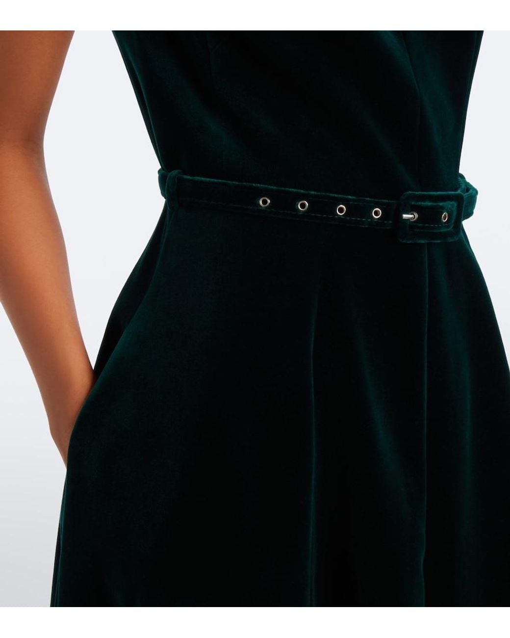 Emilia Wickstead Black Camilla Belted Cotton Velvet Midi Dress