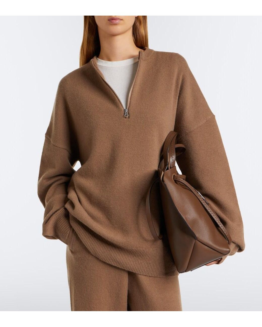 Extreme Cashmere Brown N°496 Like Cashmere-Blend Half-Zip Sweater