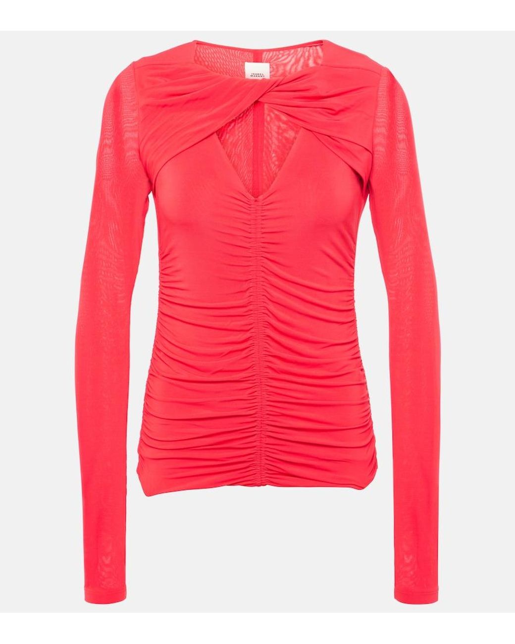 Isabel Marant Pink Vandalia Gathered Jersey Top