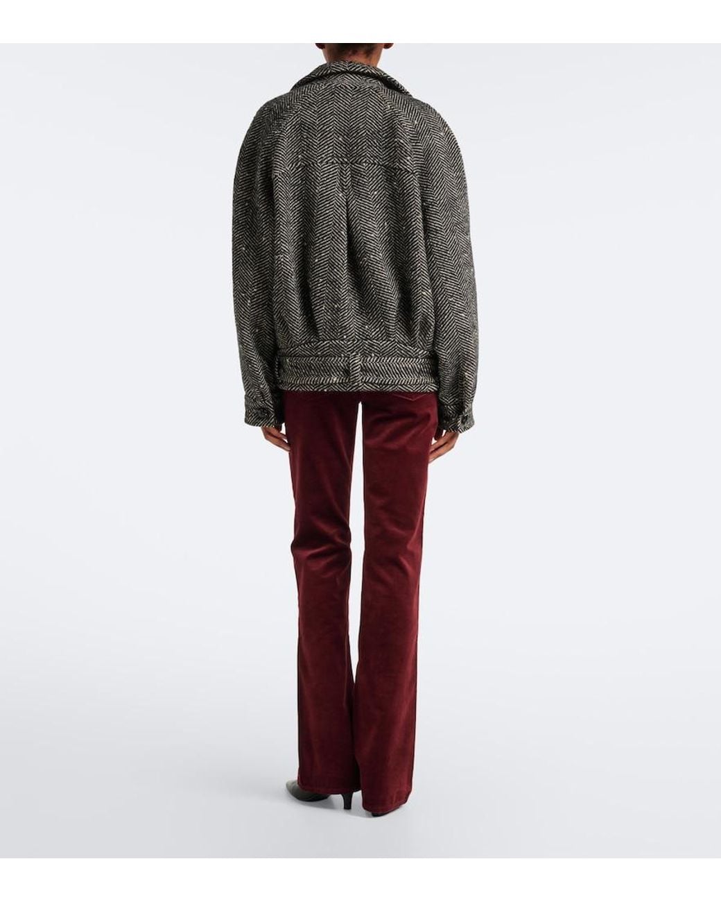 7 For All Mankind Purple Leggy Cotton-Blend Velvet Flared Pants