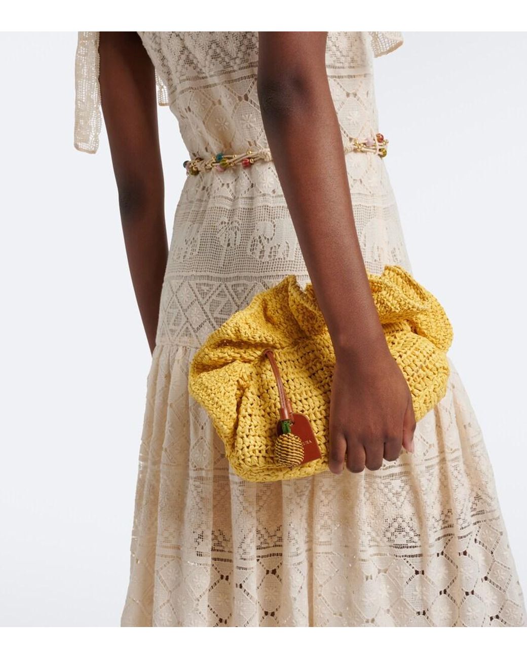 Aquazzura Yellow Paradise Raffia Clutch