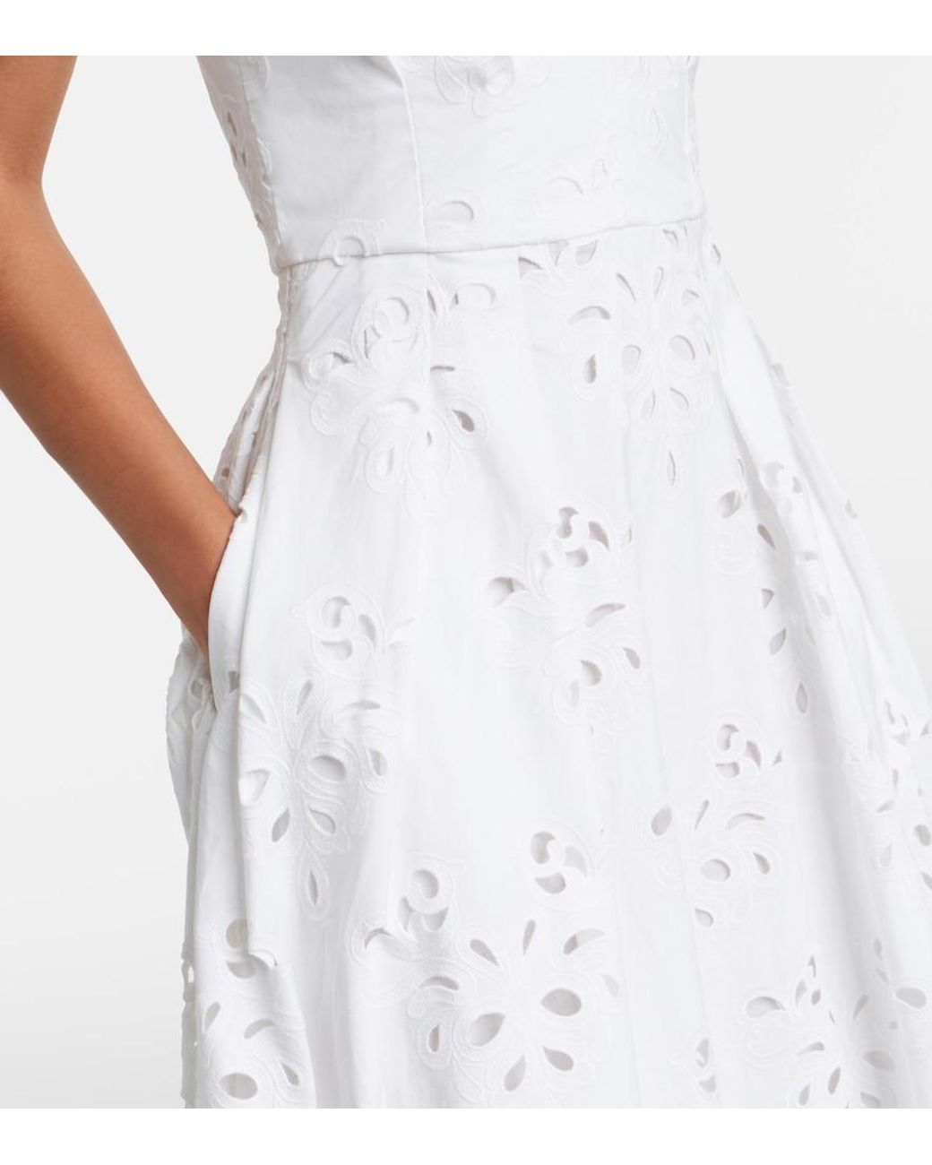 Rebecca Vallance White Artesan Broderie Anglaise Midi Dress