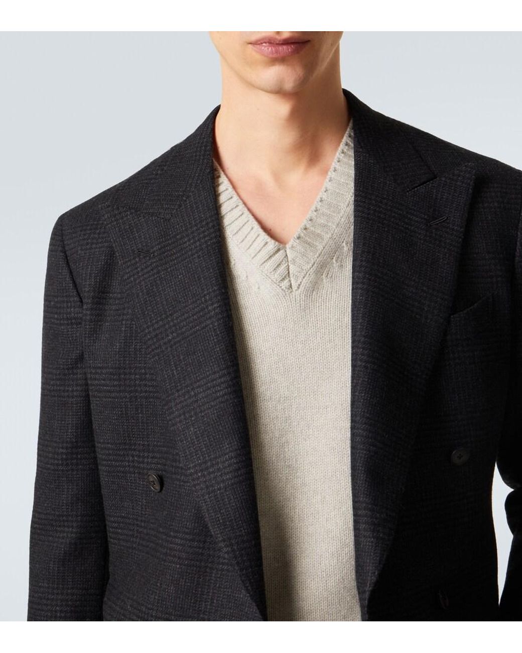 Saman Amel Blazer Aus Wollflanell in Black für Herren