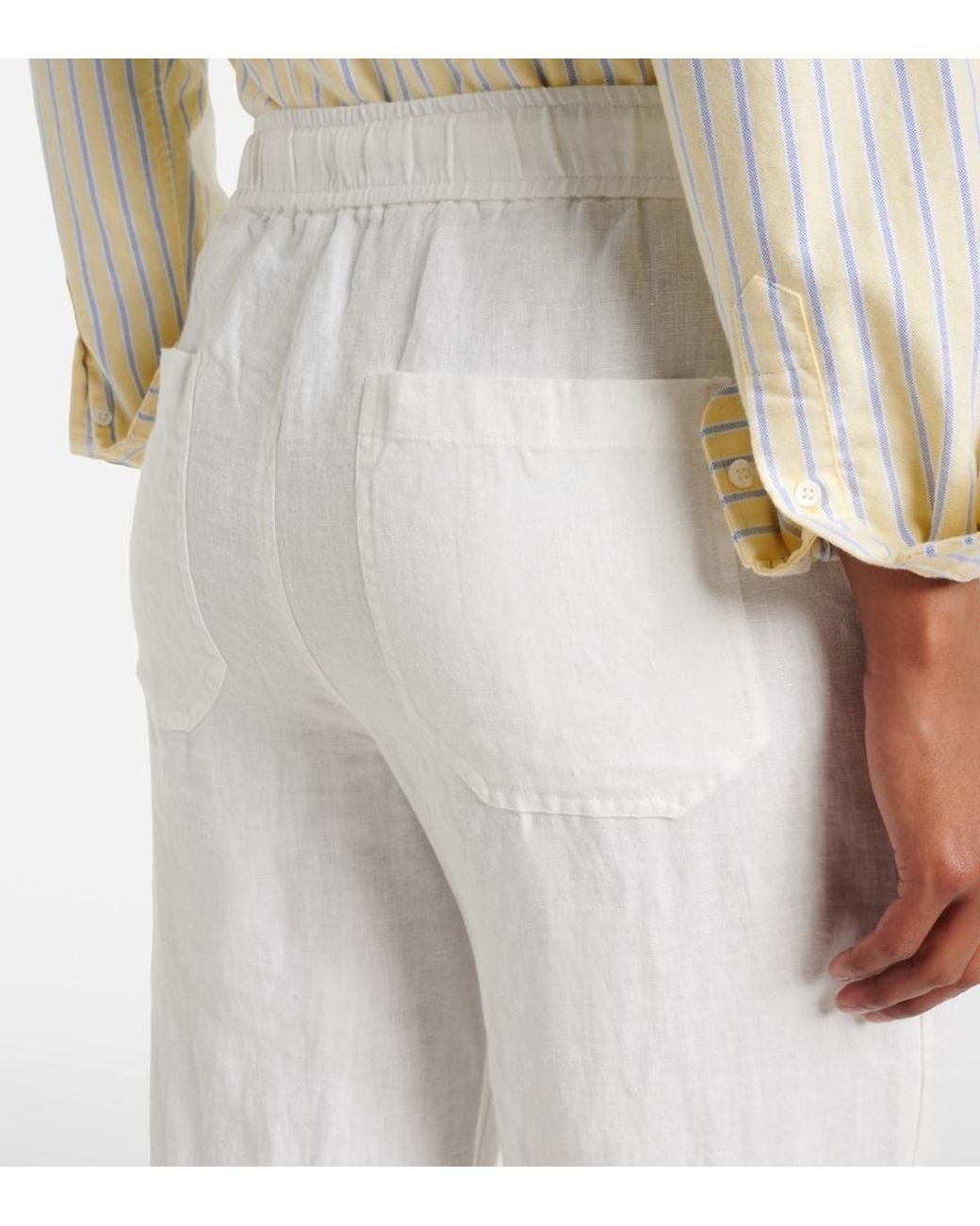 Polo Ralph Lauren White Linen Wide-Leg Pants
