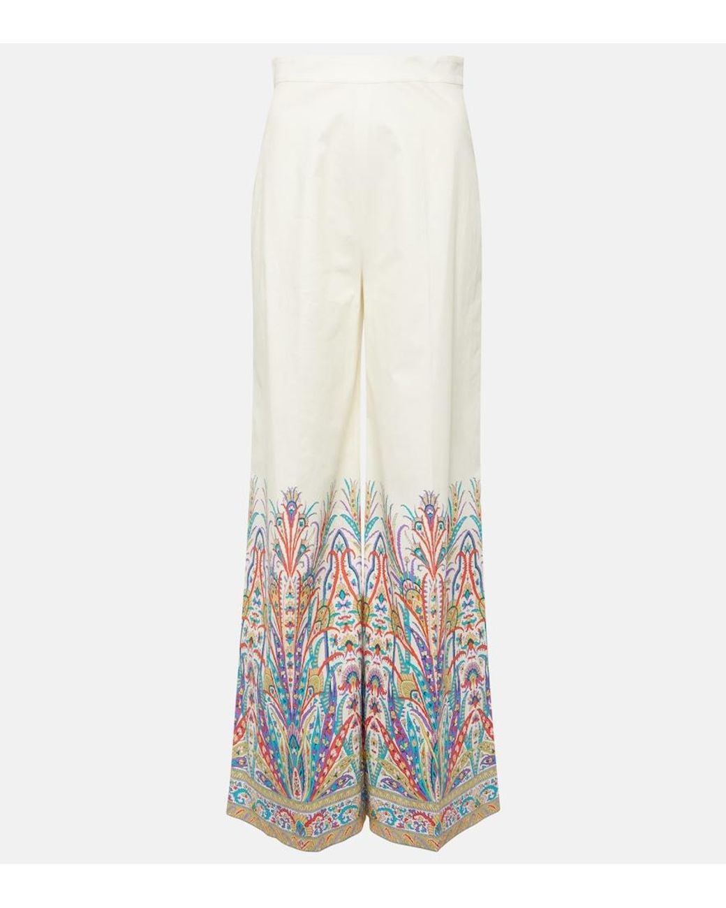 Etro White Botanical-Print Trousers