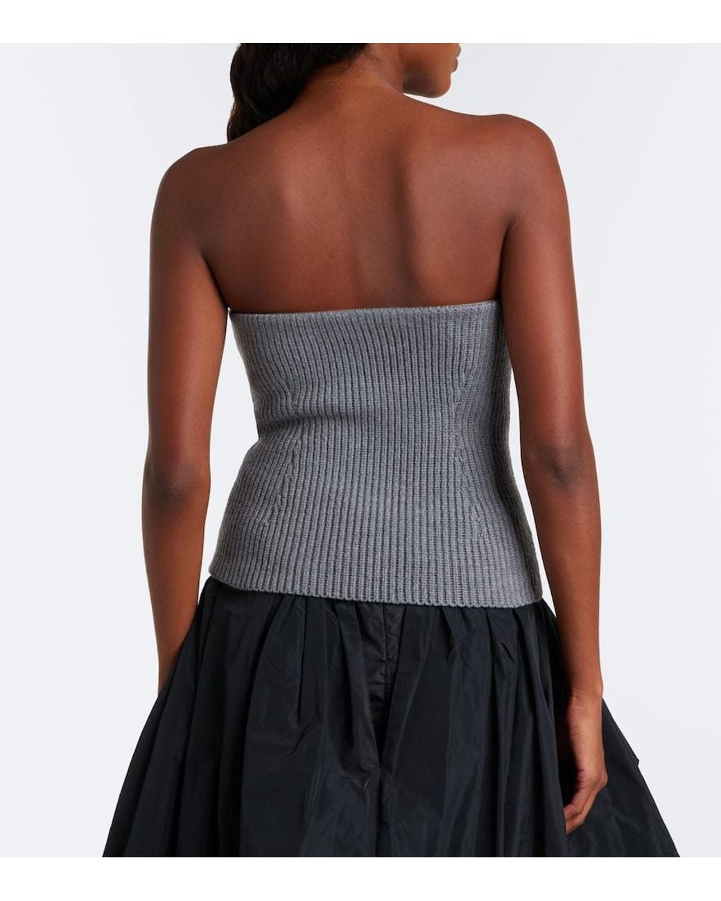 Jil Sander Gray Wool-Blend Bustier Top