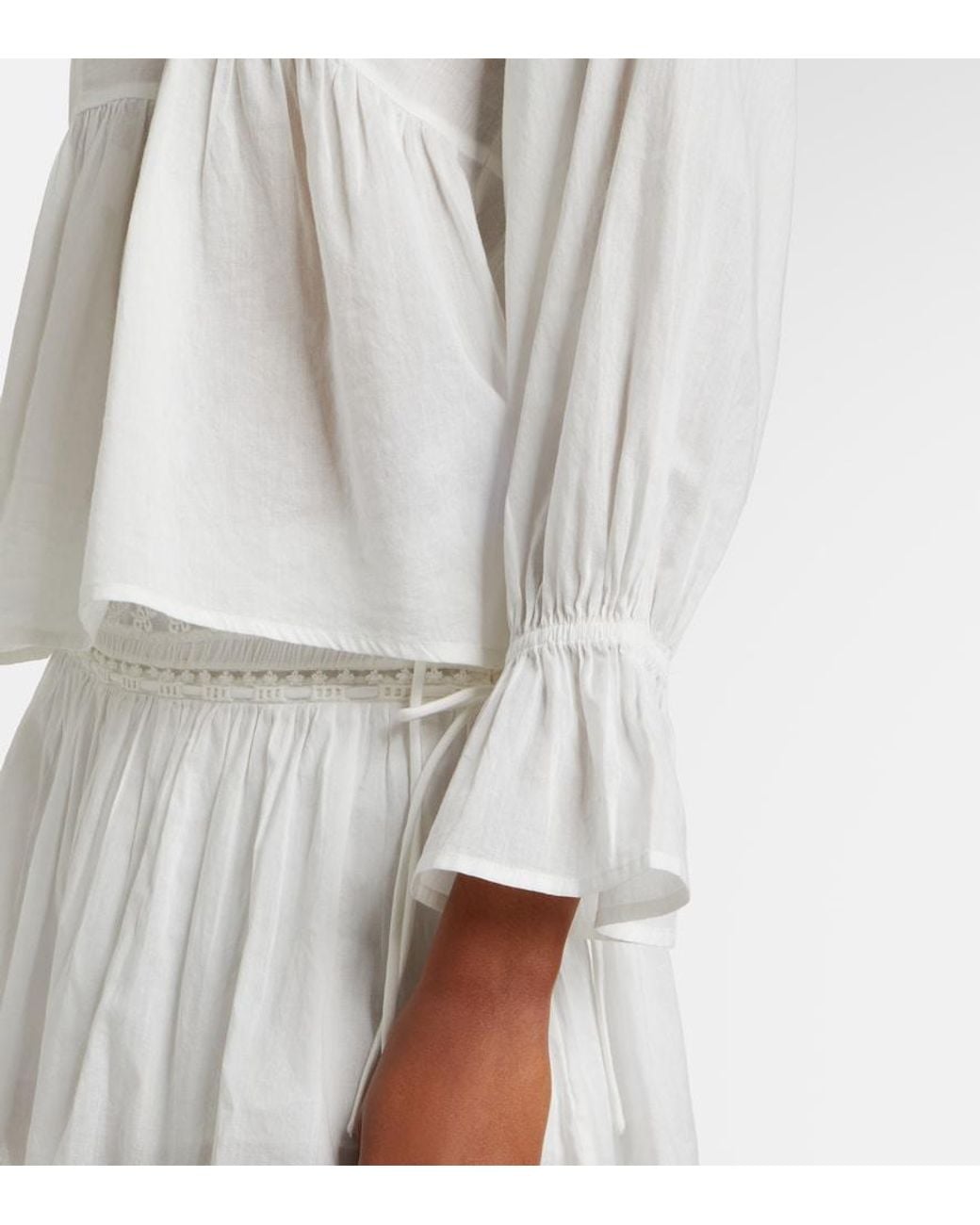 Posse White Danielle Lace-Trimmed Cotton Blouse