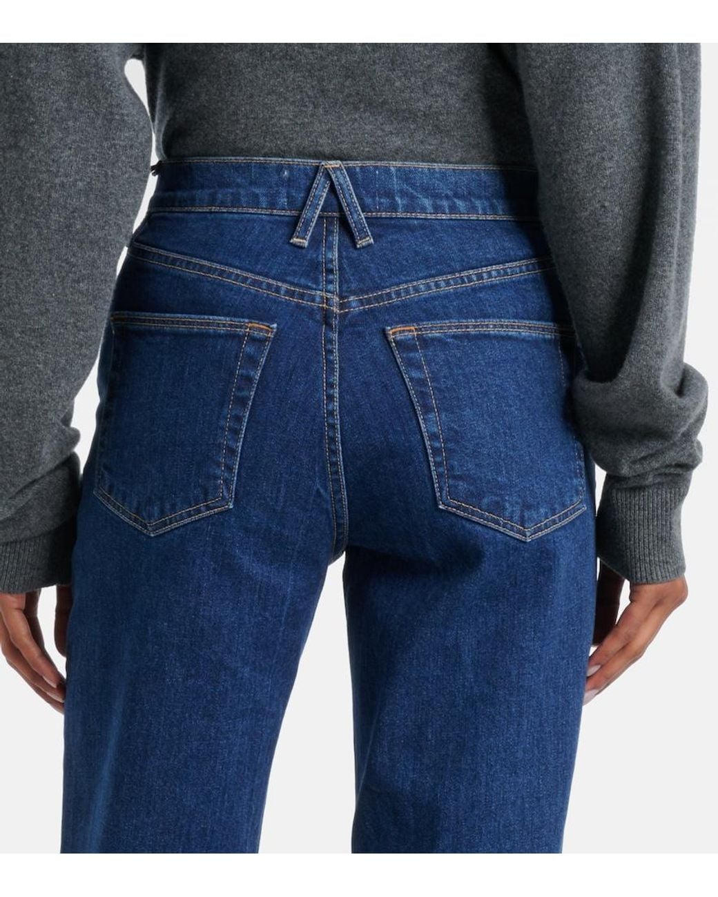 SLVRLAKE Denim Blue Grace High-Rise Wide-Leg Jeans